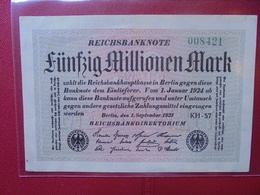 Reichsbanknote 50 MILLIONEN MARK 1923 VARIETE N°1 - 50 Mio. Mark