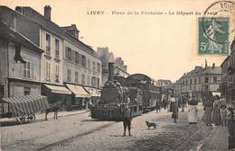 93-LIVRY- PLACE DE LA FONTAINE- LE DEPART DU TRAIN - Livry Gargan