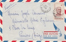 Madagascar  Yvert 315 Seul Sur Devant De Lettre Cachet TAMATAVE 10/3/1952 Pour Pamiers Ariège - Lettres & Documents