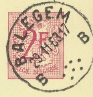 BELGIUM BALEGEM B (now Oosterzele) SC With Dots1963 (Postal Stationery 2 F, PUBLIBEL 1919) - Altri & Non Classificati