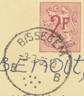 BELGIUM BISSEGEM B (Kortrijk) SC With Dots 1965 Postal Stationery 2 F, PUBLIBEL 2108 VARIETY: Red Dot In Upper Margin!! - Varietà/Curiosità