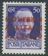 1943 OCCUPAZIONE ANGLO AMERICANA NAPOLI 50 CENT MNH ** - RA10-5 - Anglo-american Occ.: Naples