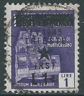 1945 OCC. JUGOSLAVA TRIESTE USATO 1 LIRA SU 1 LIRA - RA8-4 - Joegoslavische Bez.: Trieste