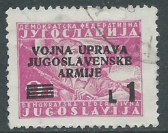 1947 OCC. JUGOSLAVA LITORALE SLOVENO USATO 1 LIRA SU 9 D - RA7-8 - Joegoslavische Bez.: Slovenische Kusten