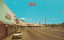 Hilo Hawaii, Street Scene, Shigi Drug Store Sign, Auto, C1950s/60s Vintage Postcard - Hilo