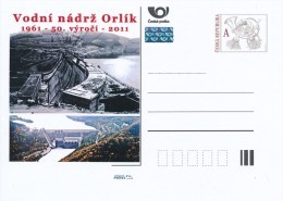 Czech Rep. / Postal Stat. (Pre2011/91) The Dam Orlik (2 Pieces), 50th Anniversary 1961-2011 - Water