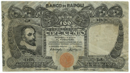 100 LIRE FALSO D'EPOCA BANCO DI NAPOLI BIGLIETTO AL PORTATORE 31/05/1915 MB+ - [ 8] Fakes & Specimens