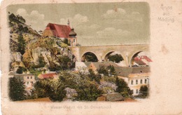 GRUSS AUS MODLING-WASSER-VIADUCT MIT ST. OTTMARKIRCHE-1910 - Mödling