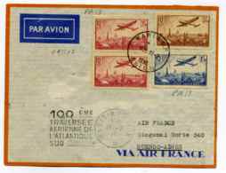 PA YT N°9,11,13 Sur Lettre De PARIS Pour BUENOS AIRES / 100ème Traversée Aérienne De L'Atlantique Sud / 1936 - 1927-1959 Covers & Documents