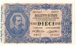 10 LIRE BIGLIETTO DI STATO EFFIGE UMBERTO I 10/04/1915 SUP+ - Regno D'Italia – Other