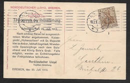 1913 - DR Schiffstelegramm Troms BATESTRAND Nordlandreise Auf AK Gedruckt - Firmenlochung Perfin -  Selten - Storia Postale
