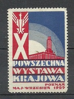 Reklamemarke 1929 Exposition Generale Polonaise In Poznan In Polnische Sprache (*) - Labels