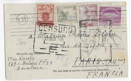 ESPAGNE - 1945 - CARTE Avec CENSURE + VIGNETTE AYUNTAMIENTO De BARCELONA => PARIS - Barcelona