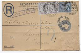 1900 - GB - ENVELOPPE ENTIER RECOMMANDEE Avec PERFORES (PERFIN) "RB" + MARQUE "LATE FEE 2d" => LYON - Covers & Documents