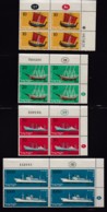 ISRAEL, 1958, Cylinder Corner Blocks Stamps, (No Tab),  Merchant Ships,  SGnr(s). 143-146, X876A - Ongebruikt (zonder Tabs)