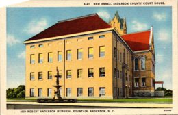 South Carolina Anderson County Court House New Annex And Robert Anderson Memorial Fountain - Anderson