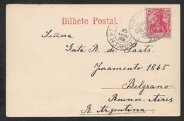 1913 - AK SANTOS -  DEUTSCHE SEEPOST - HAMBURG SÜDAMERIKA LINIE - Nach Argentinien - Storia Postale