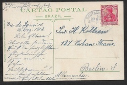 1913 - DR - DEUTSCHE SEEPOST - HAMBURG SÜDAMERIKA - BRAZIL - Rio De Janeiro Nach Berlin - Storia Postale