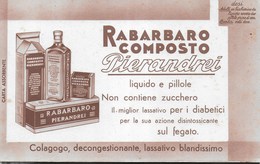 PUBBLICITA' FARMACO RABARBARO COMPOSTO PIERANDREI  SU CARTA ASSORBENTE NUOVA - 21,50X13 - F