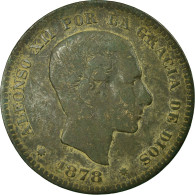 Monnaie, Espagne, Alfonso XII, 5 Centimos, 1878, Barcelona, TB+, Bronze, KM:674 - First Minting