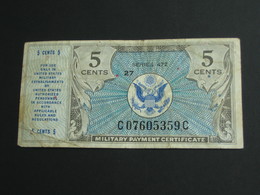 Etats Unis - 5 Cents - Military Payment Certificate - Série 472    **** EN ACHAT IMMEDIAT **** - 1948-1951 - Serie 472