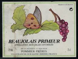 Etiquette De Vin // Beaujolais Primeur, Papillon - Butterflies