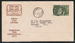 CANADA   Scott # 209 ON FIRST DAY COVER To U.S.A. (JUL/1/34)---SCARCE (OS-483) - ....-1951