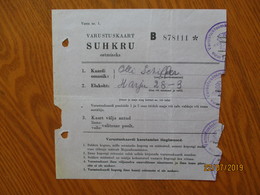 ESTONIA 1940 TALLINN RATION CARD SUGAR Lit.B   ,0 - Estland