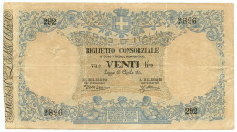 20 LIRE BIGLIETTO CONSORZIALE REGNO D'ITALIA 30/04/1874 BB - Biglietti Consorziale