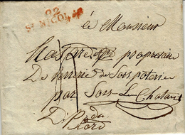 1809- TERR. CONQUIS - Lettre De 92 / St NICOLAS (l'Escaut ) 35 Mm Rouge Taxe 4d. Pour Sors Poterie - 1794-1814 (Französische Besatzung)