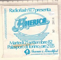 PO8351D# BIGLIETTO CONCERTO AMERICA 1982 - PALASPORT DI TORINO/RADIOFLASH - Tickets De Concerts