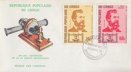 Enveloppe  FDC  1er  Jour   CONGO     Graham  BELL    Centenaire  1ére   Liaison  Téléphonique     1976 - FDC