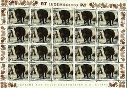 Luxembourg Feuille De 20 Timbres à 0,52 Euro + 0,08 Euro Sanglier,Wildschwein,Wild Boar Timbre Bienfaisance 2001 - Feuilles Complètes