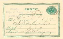 SCHWEDEN 1892, "BORÂS" K1 Klar A. 5 (FEM) Öre Grün GA-Postkarte Mit Blauer Absenderstempel, Kab. - 1872-1891 Ringtyp