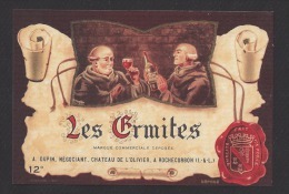 Etiquette De Vin De Table  -  Les Ermites -   Thème  Religion Moine  -   A. Dupin à Rochecorbon (37) - Religions