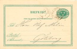 SCHWEDEN 1889, "FRÄNDEFORS" (FRENDEFORS) Sehr Selt. K1 Klar A. 5 (FEM) Öre Grün GA-Postkarte, Kab. - 1872-1891 Ringtyp