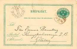 SCHWEDEN 1893, "ENKÖPING" K1 Und K2 "GÖTEBORG 2 TUR." A. 5 (FEM) Öre Grün GA-Postkarte, Pra. - 1872-1891 Ringtyp