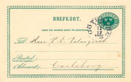 SCHWEDEN 1895, "GÖTEBORG L.Br." K1 Glasklar A. 5 (FEM) Öre Grün GA-Postkarte, Rs. K1 "SKÖFDE" (SKÖVDE) - 1872-1891 Ringtyp