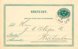 SCHWEDEN 1895, "GÖTEBORG L.Br." K1 Klar A. 5 (FEM) Öre Grün GA-Postkarte, Kab. - 1872-1891 Ringtyp