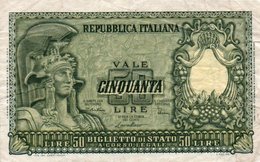 ITALIA 50 LIRE 1951 P-91  VF+ - 50 Lire