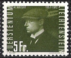 Liechtenstein 1948: Wilbur Wright (1867-1912) Motorflug-Pionier (5 Fr) Zu F 32 Mi 265 Yv PA  32 ** MNH (Zu CHF 11.00) - Air Post