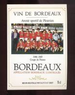 Etiquette De Vin Bordeaux  -   Coupe De France  Avenir Sportif De Plouvien   1988/1989  -  Thè Me Football - Voetbal