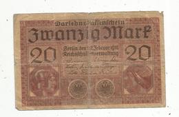 Billet ,Allemagne , 20 Mark,Berlin 1918 , 2 Scans - 20 Mark