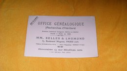 BUVARD ANCIEN MM. BELLER & LHOMOND PARIS 10e..OFFICE GENEALOGIQUE...RECHERCHES D'HERITIERS... - G