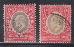 EAST AFRICA & UGANDA Scott # 18a Used X 2 - KEVII Definitive Shades - Protectorats D'Afrique Orientale Et D'Ouganda