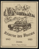 Etiquette De Vin // Réserve Des Paccots, 40ème Anniversaire De La "Diana" - Hunting