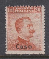 Italian Colony Aegean Caso S 9 1917 Vittorio Emanuele 20c Orange Without Watermark,mint Hinged, - Aegean (Caso)