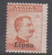 Italian Colony Aegean Lipso S 9 1917 Vittorio Emanuele 20c Orange Without Watermark,mint Hinged - Ägäis (Lipso)