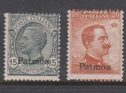 Italian Colony Aegean Patmos S 10-11 1921 Vittorio Emanuele Overprinted,mint Hinged - Egeo (Patmo)
