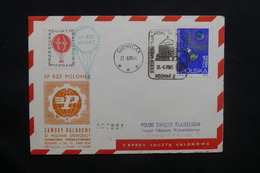 POLOGNE - Enveloppe Par Ballon En 1965, Affranchissement + Vignette Et Cachets Plaisants - L 36753 - Lettres & Documents